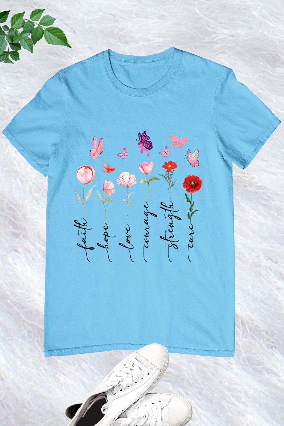 Floral Breast Cancer Pink Butterfly Shirt