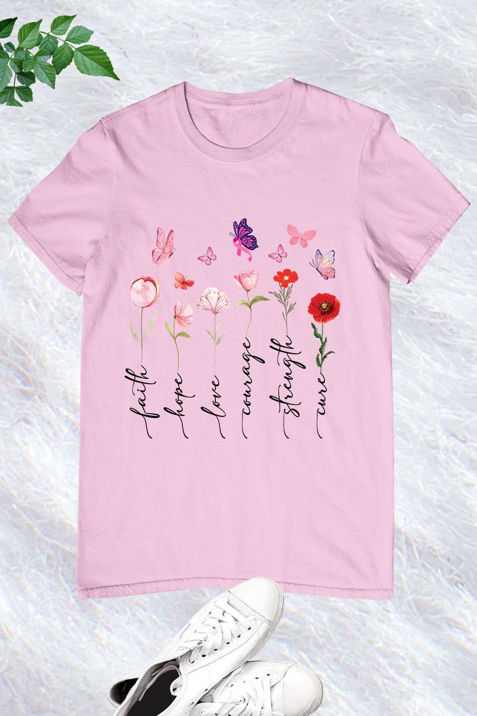 Floral Breast Cancer Pink Butterfly Shirt