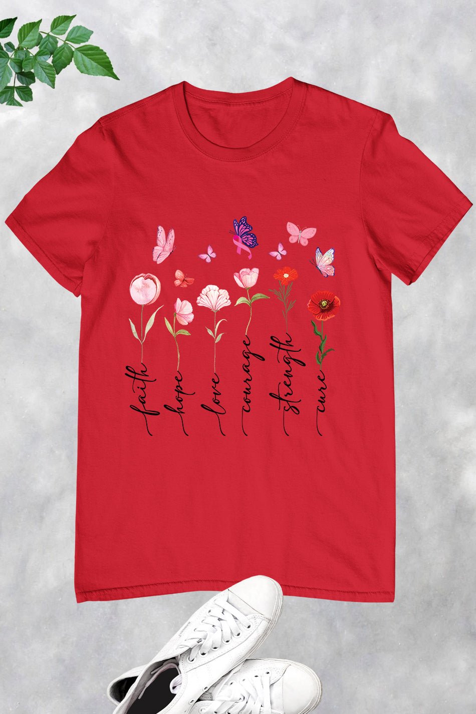 Floral Breast Cancer Pink Butterfly Shirt