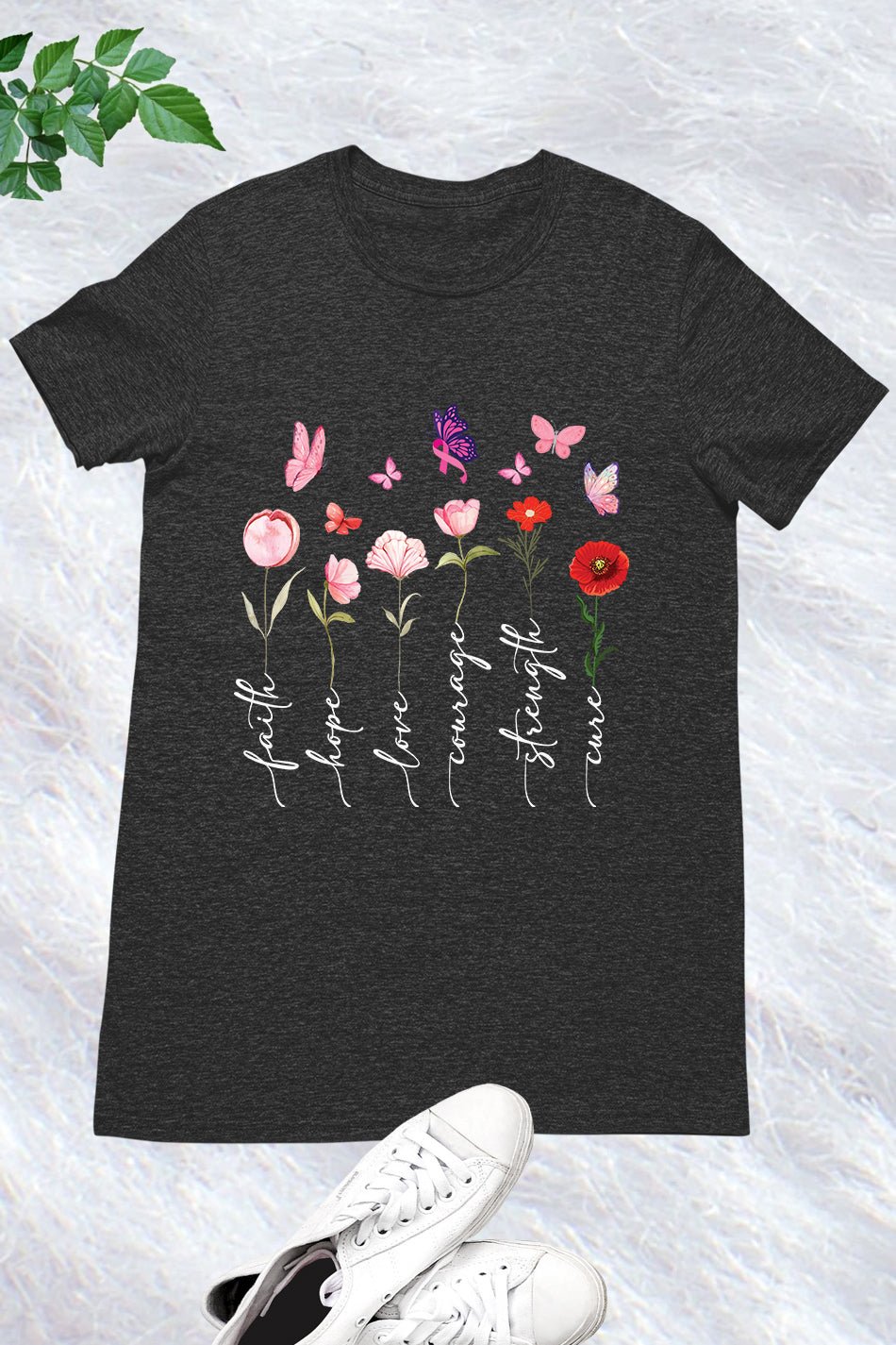 Floral Breast Cancer Pink Butterfly Shirt