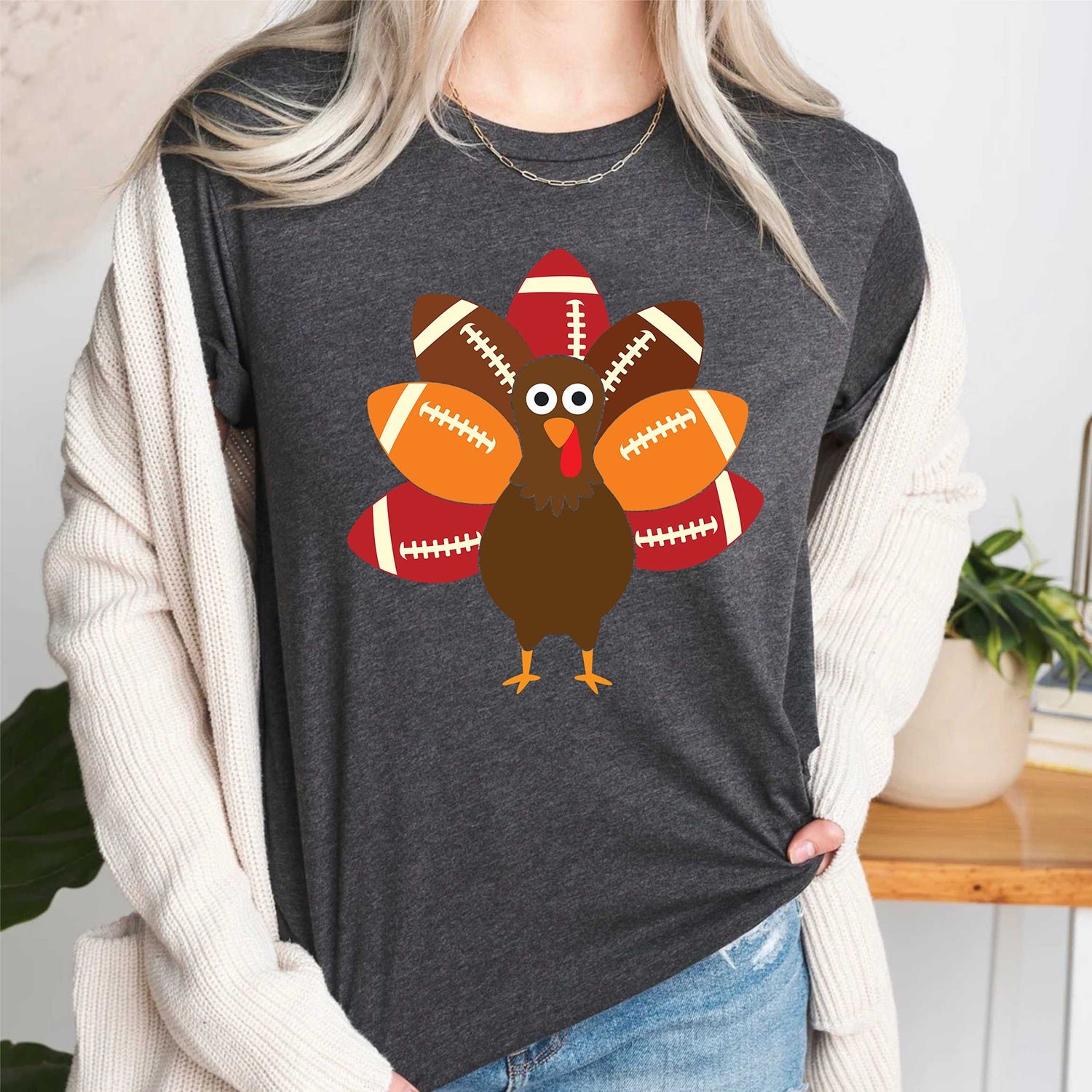 Football Thanksgiving Turkey T Shirt - Image 7