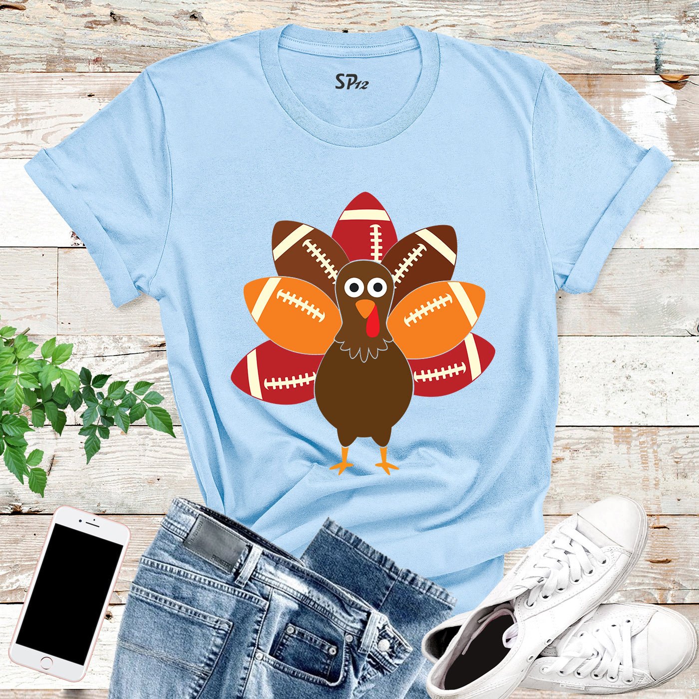Football Thanksgiving Turkey T Shirt - Image 6