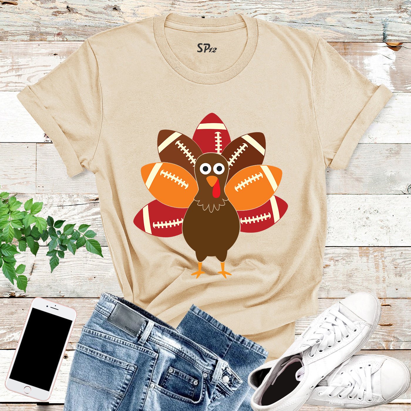 Football Thanksgiving Turkey T Shirt - Image 4