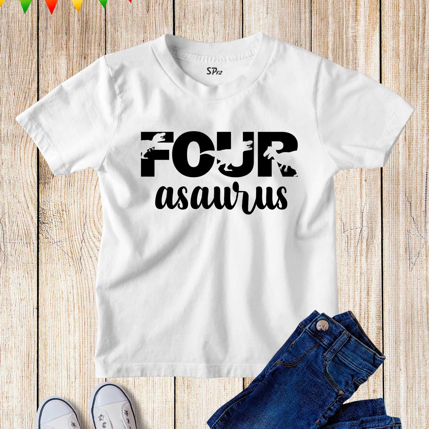Four Asaurus Dinosaur Birthday T Shirt