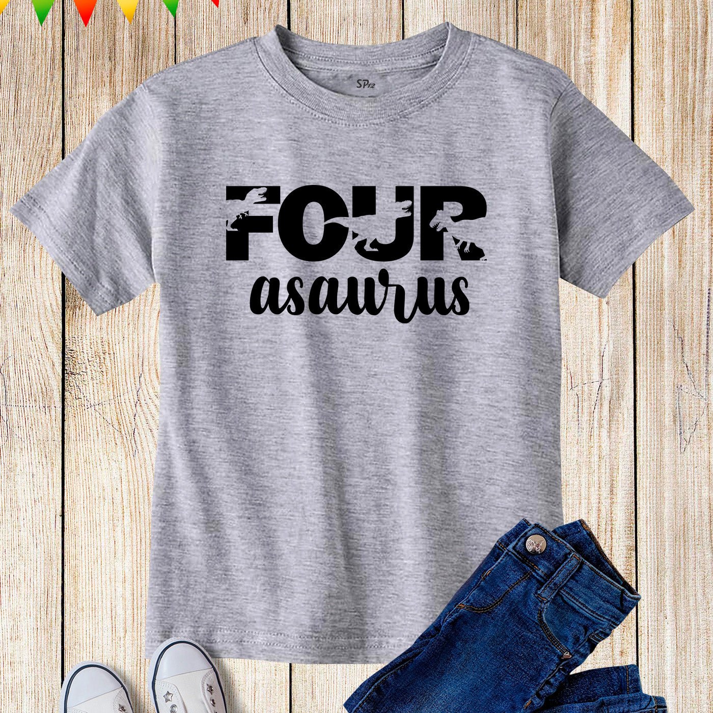 Four Asaurus Dinosaur Birthday T Shirt