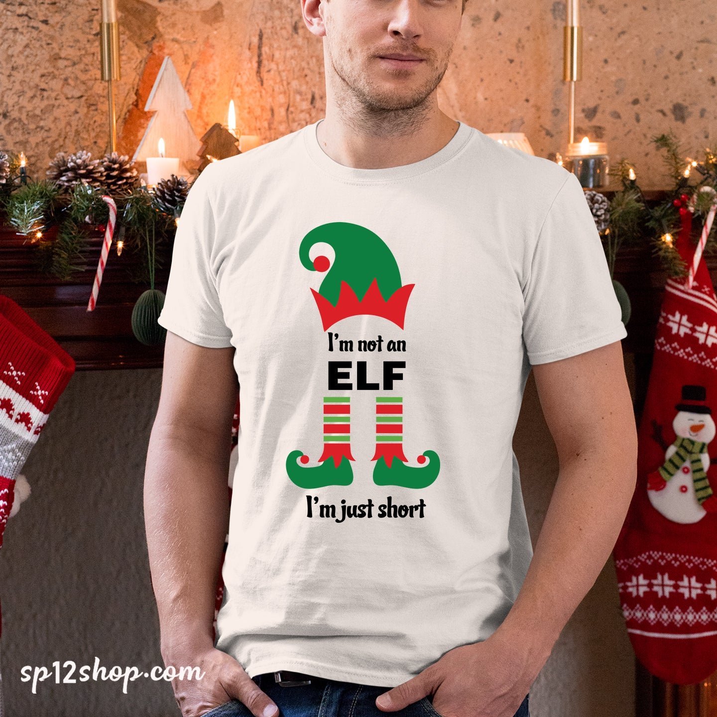 Funny Christmas Short Elf T Shirt Secret Santa Joke Gift Adult Women tee