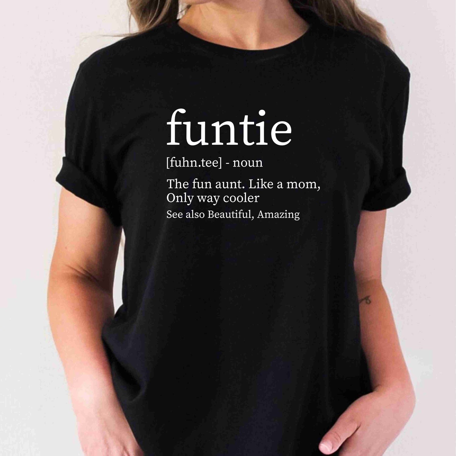 Custom Funny Funtie Definition Aunt Shirt for Adults and Kids - Image 4