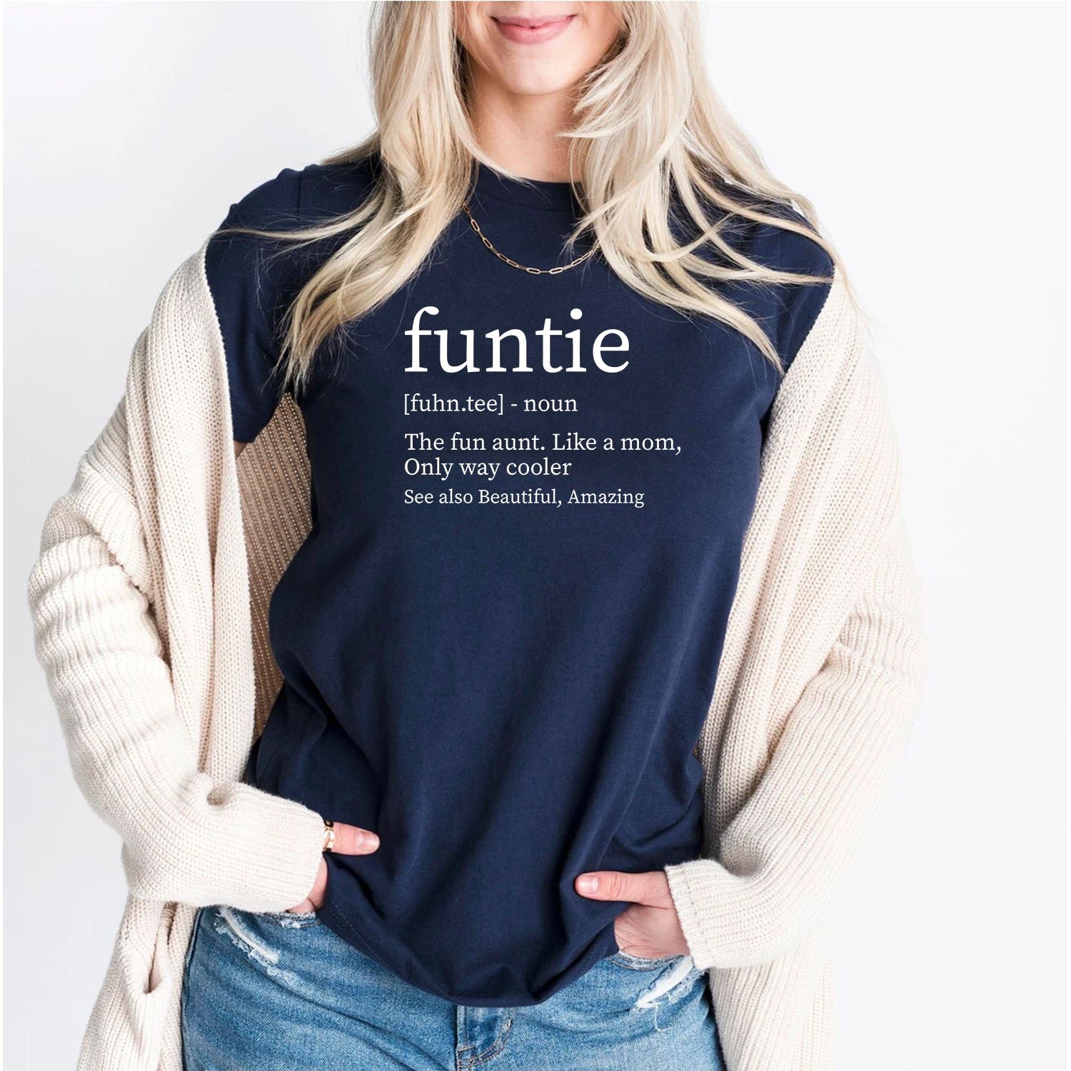 Custom Funny Funtie Definition Aunt Shirt for Adults and Kids - Image 5