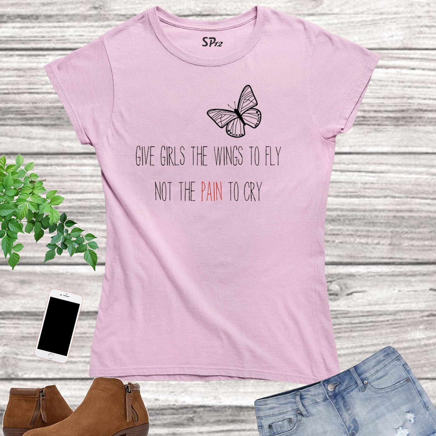 Give her wings and she will fly Women T Shirt