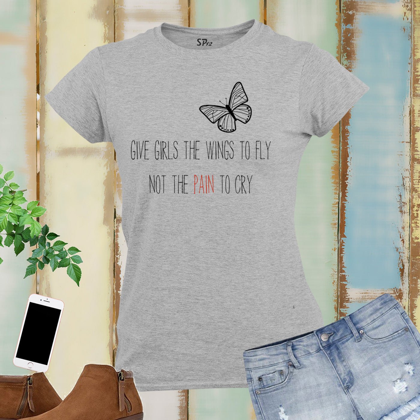 Give her wings and she will fly Women T Shirt