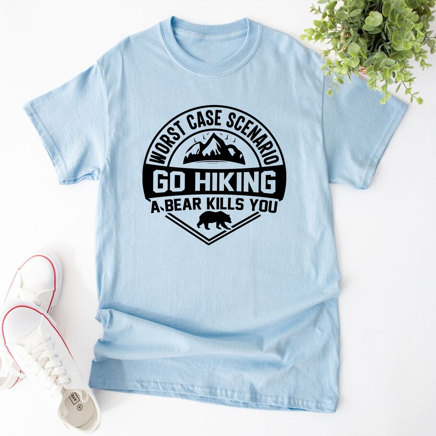 Funny Hiking Adventure Worst Case Scenario Mountain Camping T-Shirt - Image 3