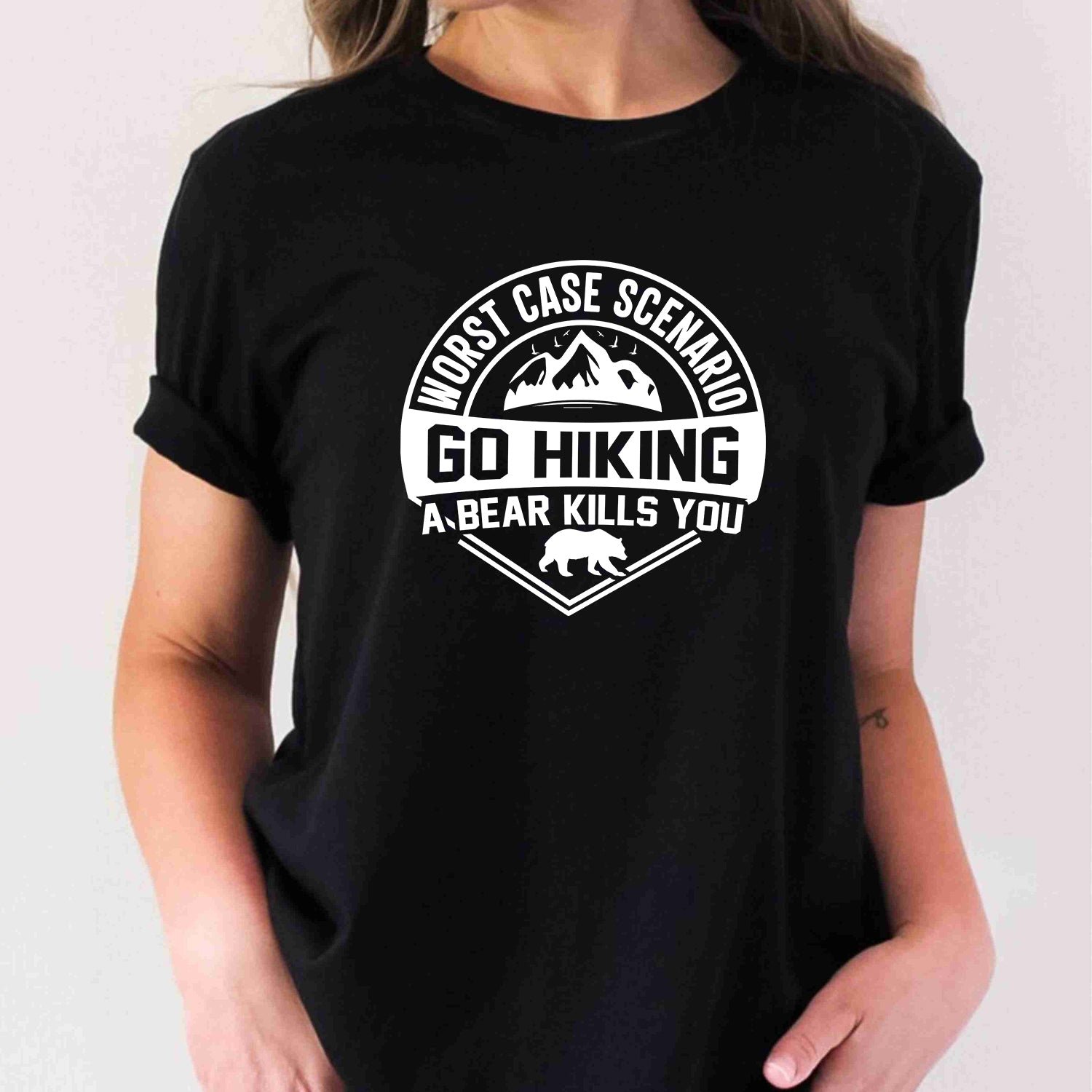 Funny Hiking Adventure Worst Case Scenario Mountain Camping T-Shirt