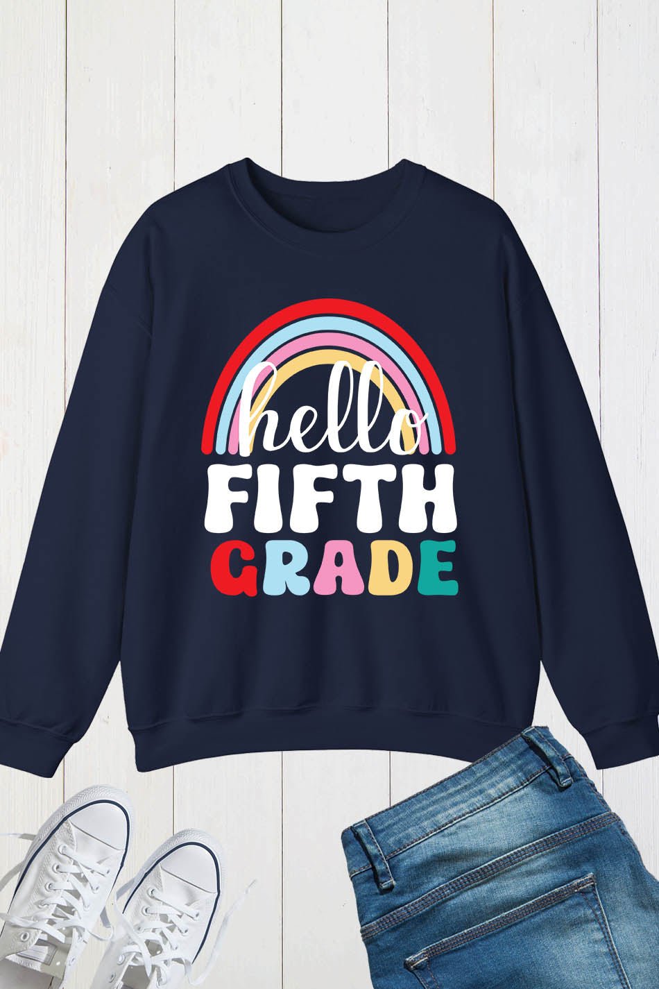 Hello Fifth Grade Teacher Sweatshirt - Image 4
