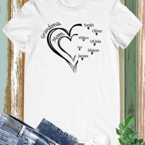 Grandma Mother Custom Heart T Shirt