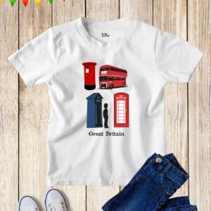Kids Great Britain Soldier London Bus Souvenir T Shirt