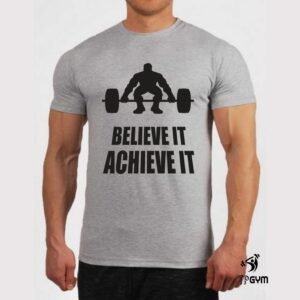 Gym Fitness Crossfit T shirt Believe It Achieve Weight Lifter