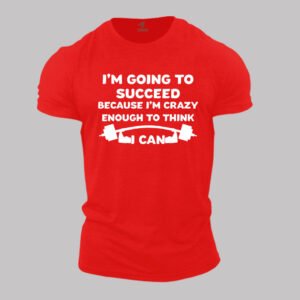 Gym Fitness Crossfit T shirt I am Going To Succeed Dumbbells