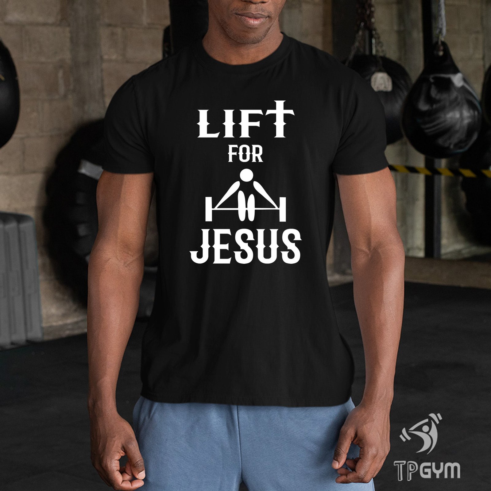 Gym Fitness crossfit T shirt Lift for Jesus Praise Honour