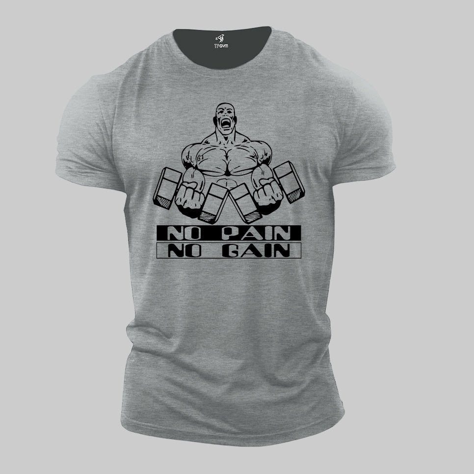 Gym Fitness crossfit T shirt No Pain No Gain Weight Lifter T-shirt