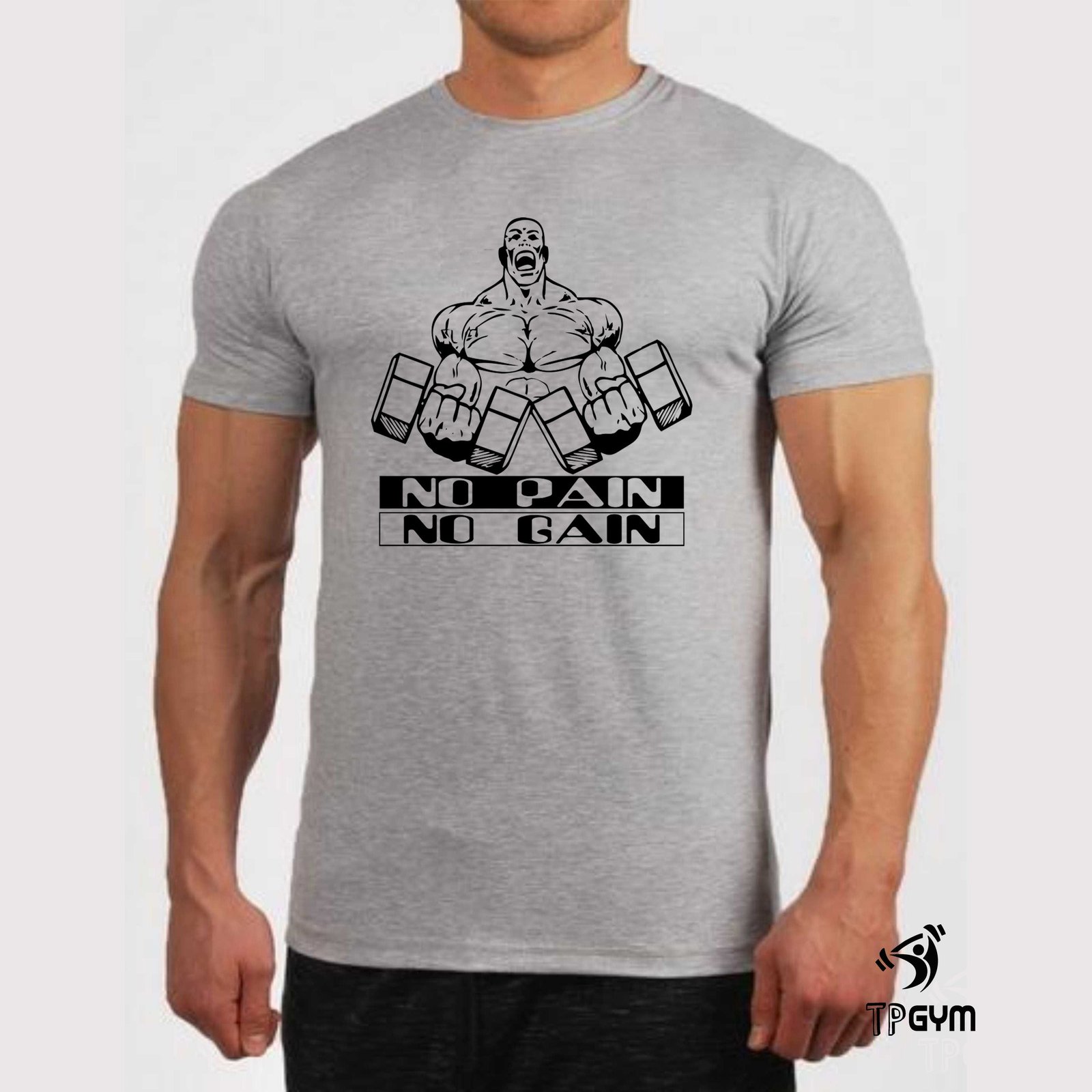 Gym Fitness crossfit T shirt No Pain No Gain Weight Lifter T-shirt