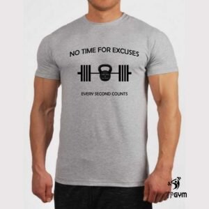 Gym Fitness crossfit T shirt No Time For Excuses Barbell Kettlebells