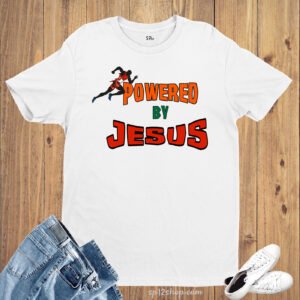 Gym Fitness Crossfit T shirt Powered By Jesus Sports Run tshirt tee