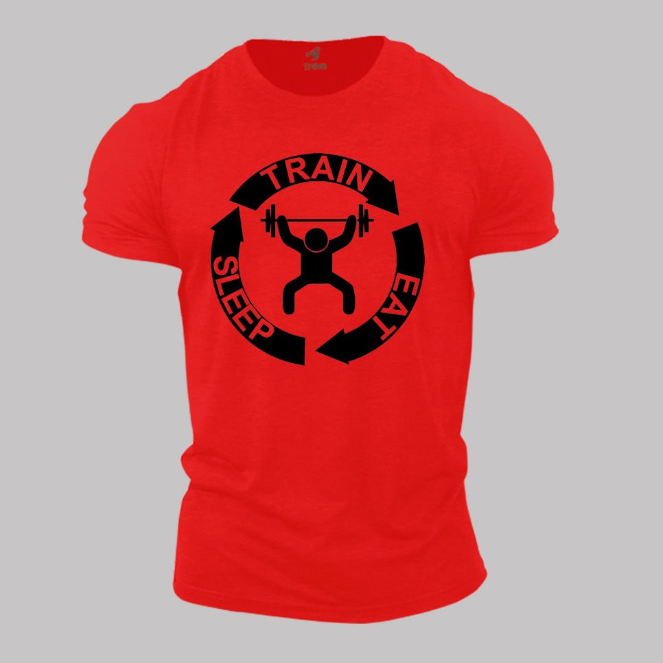 Gym Fitness Crossfit T shirt Train Sleep Eat Cycle Workout