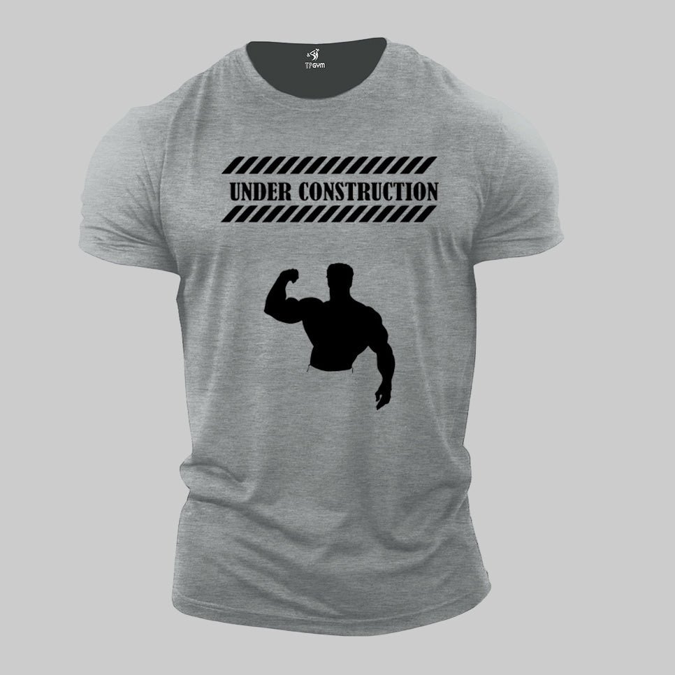 Gym Fitness Crossfit T shirt Under Construction Muscle Protein Biceps