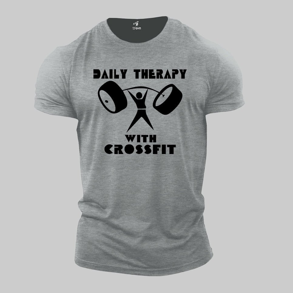 Gym Fitness T Shirt Daily Therapy With Crossfit