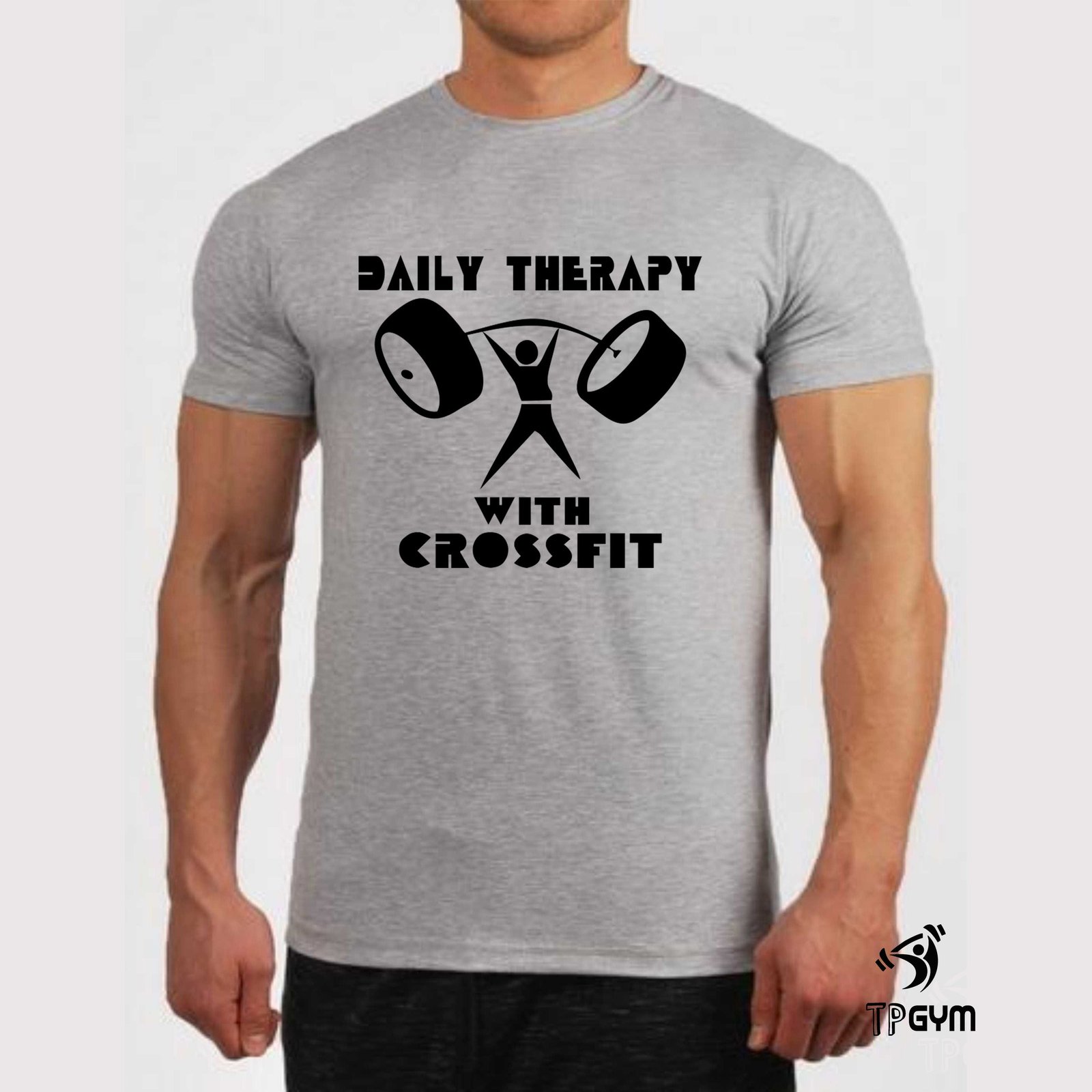 Gym Fitness T Shirt Daily Therapy With Crossfit