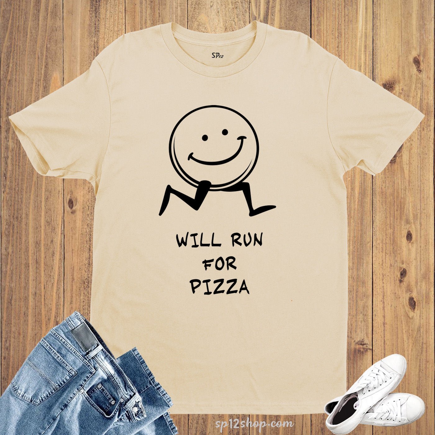 Gym Fitness T shirt I Will Run For Pizza Sport