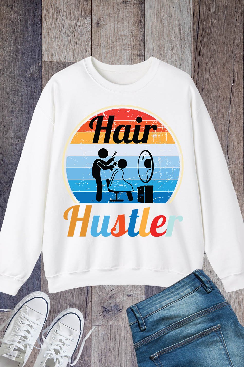 Hair Hustler Vintage Hairstylist Hairdre Sweatshirt