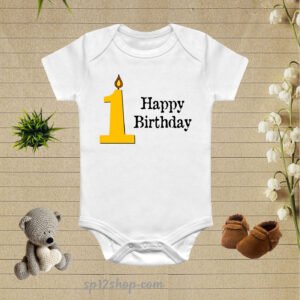 Happy Birthday 1 Funny Gift Baby Bodysuit Onesie