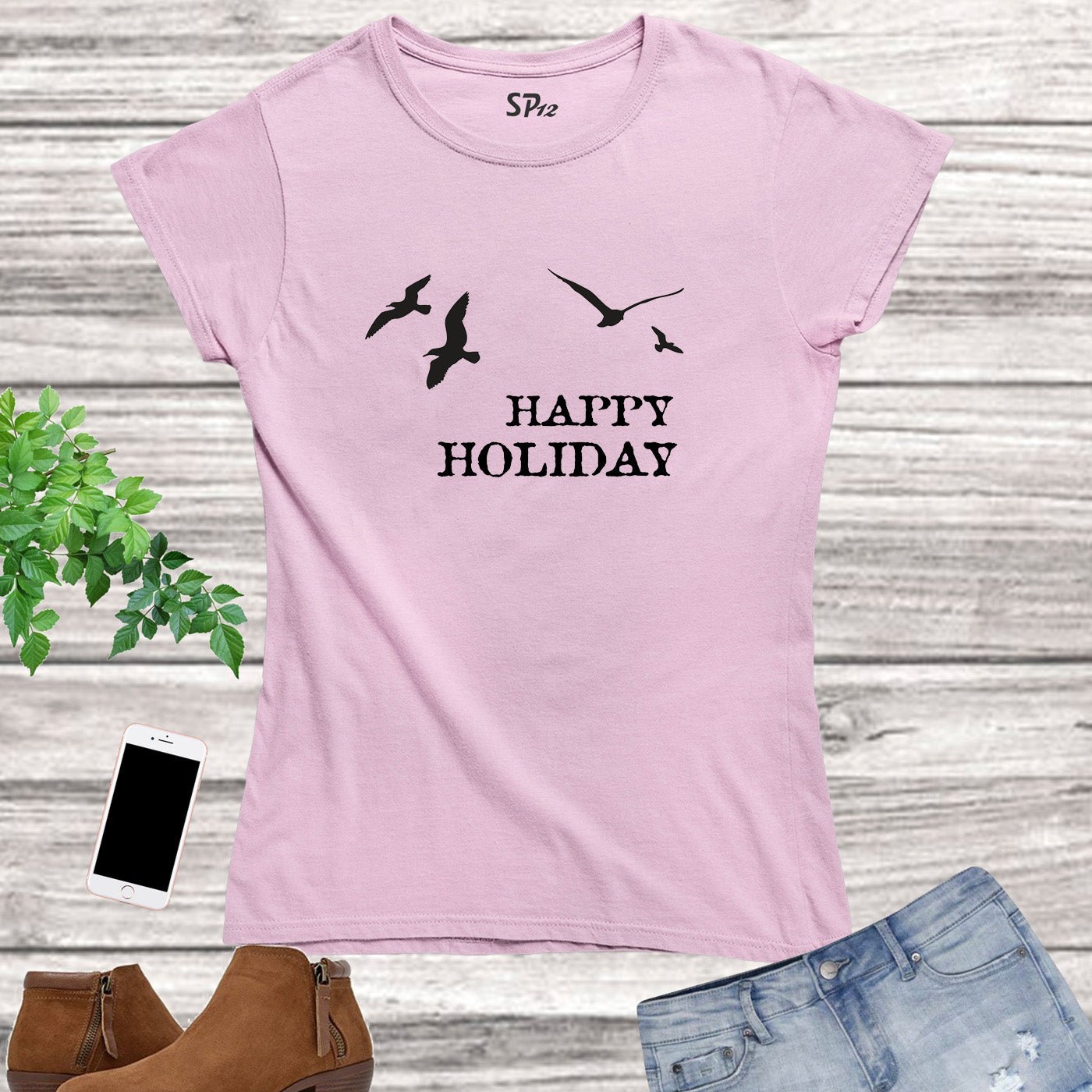 Happy Holiday Birds Women T Shirt