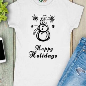 Happy Holidays Snowman Women T Shirt
