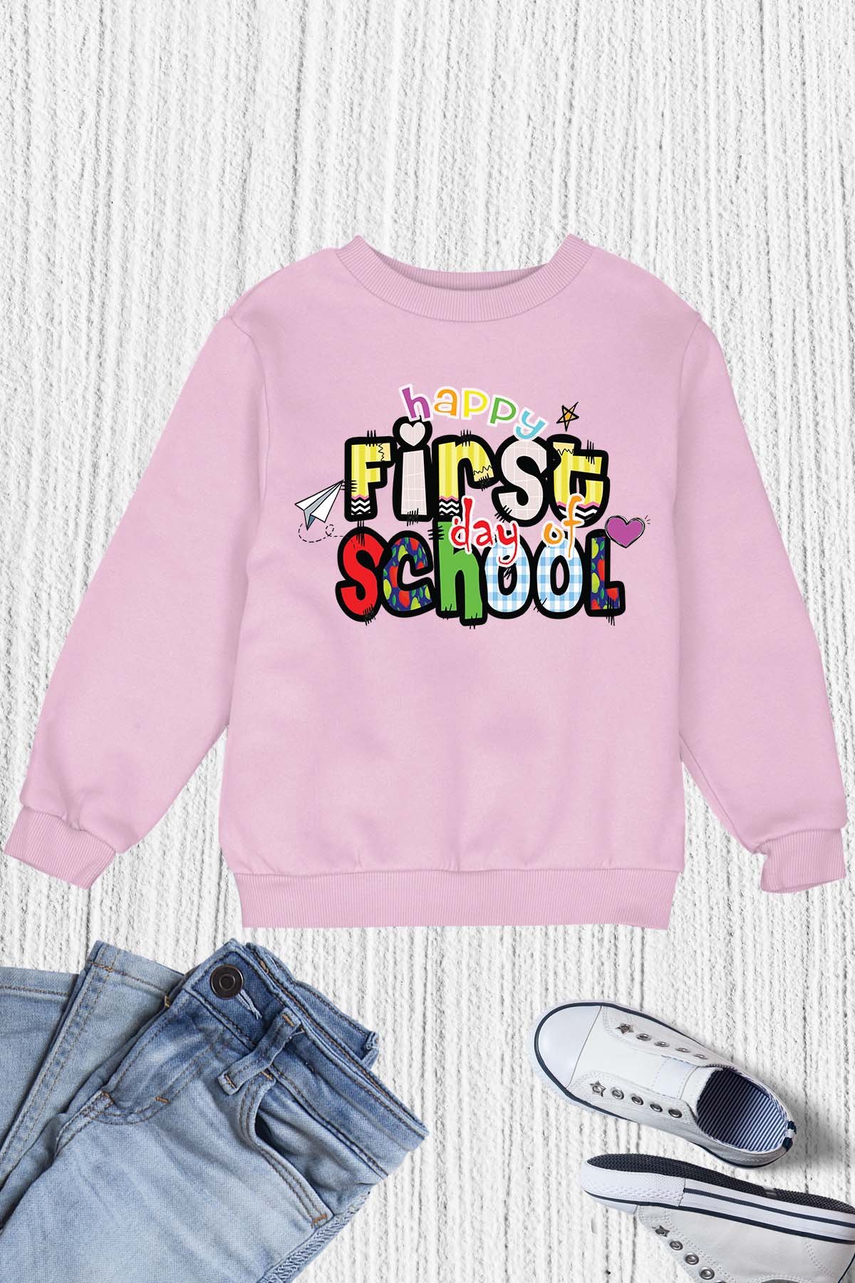 Happy 1st Day of School Trendy Kids Sweatshirt - Image 3