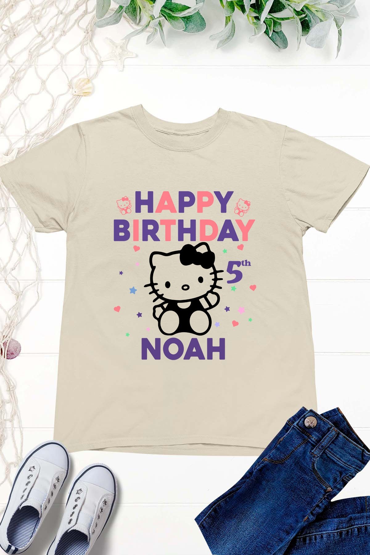 Kawaii Kitty Custom Birthday Girl Shirt