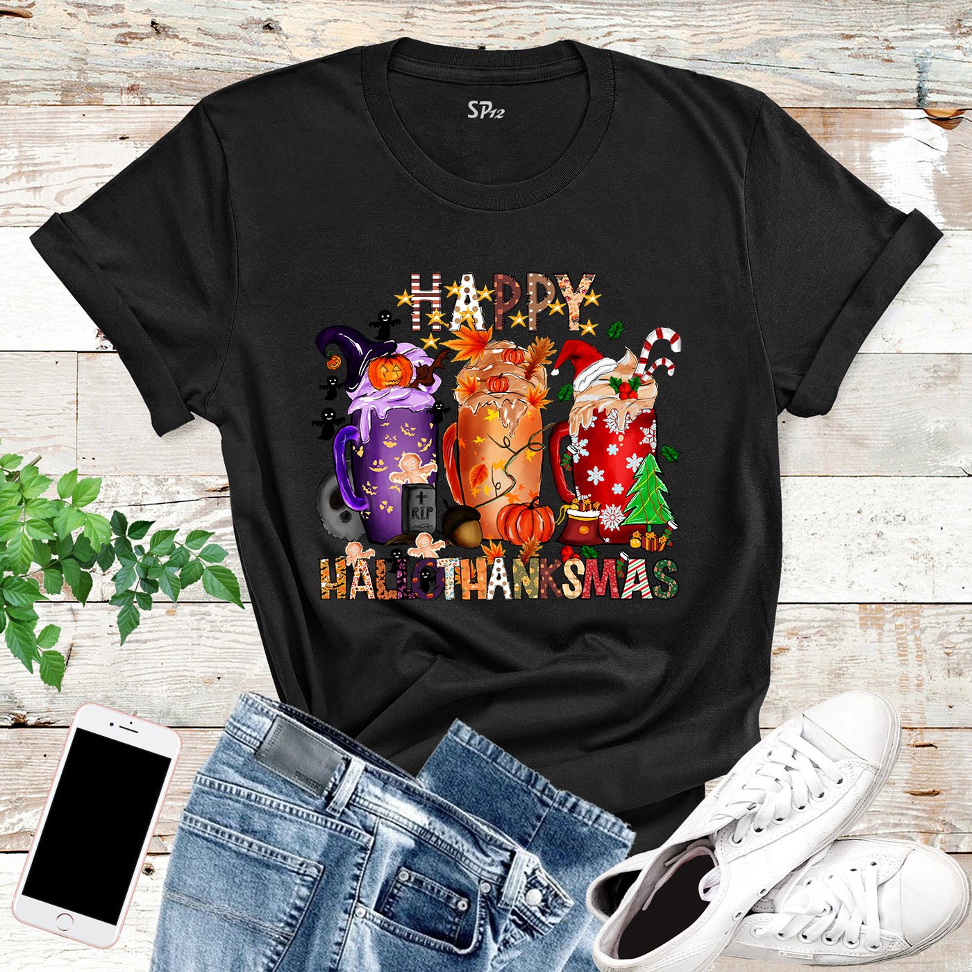 Happy Hallothankmas T Shirt - Image 6