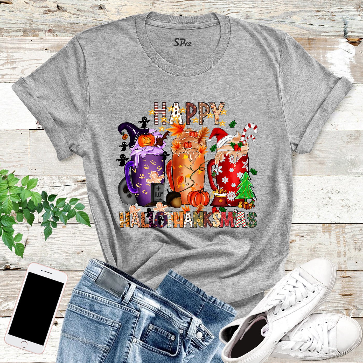 Happy Hallothankmas T Shirt - Image 3