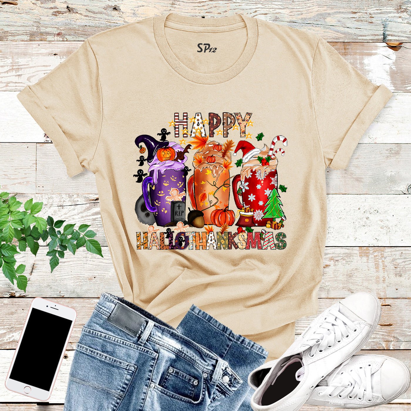 Happy Hallothankmas T Shirt - Image 5