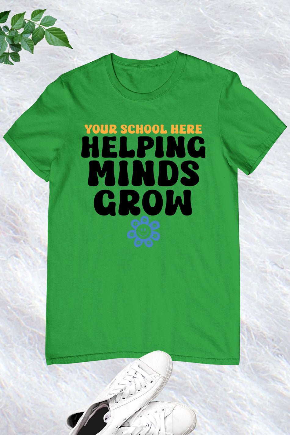Helping Minds Grow Personalized Teacher T Shirt With School Name