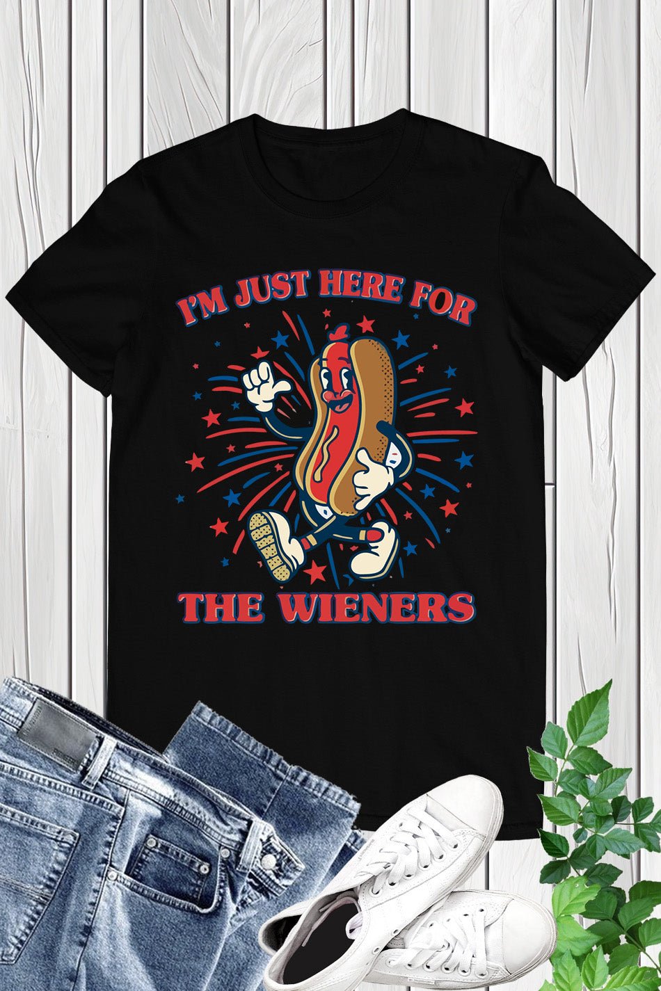 Funny 4th Of July Im Just Here For The Wieners Shirt