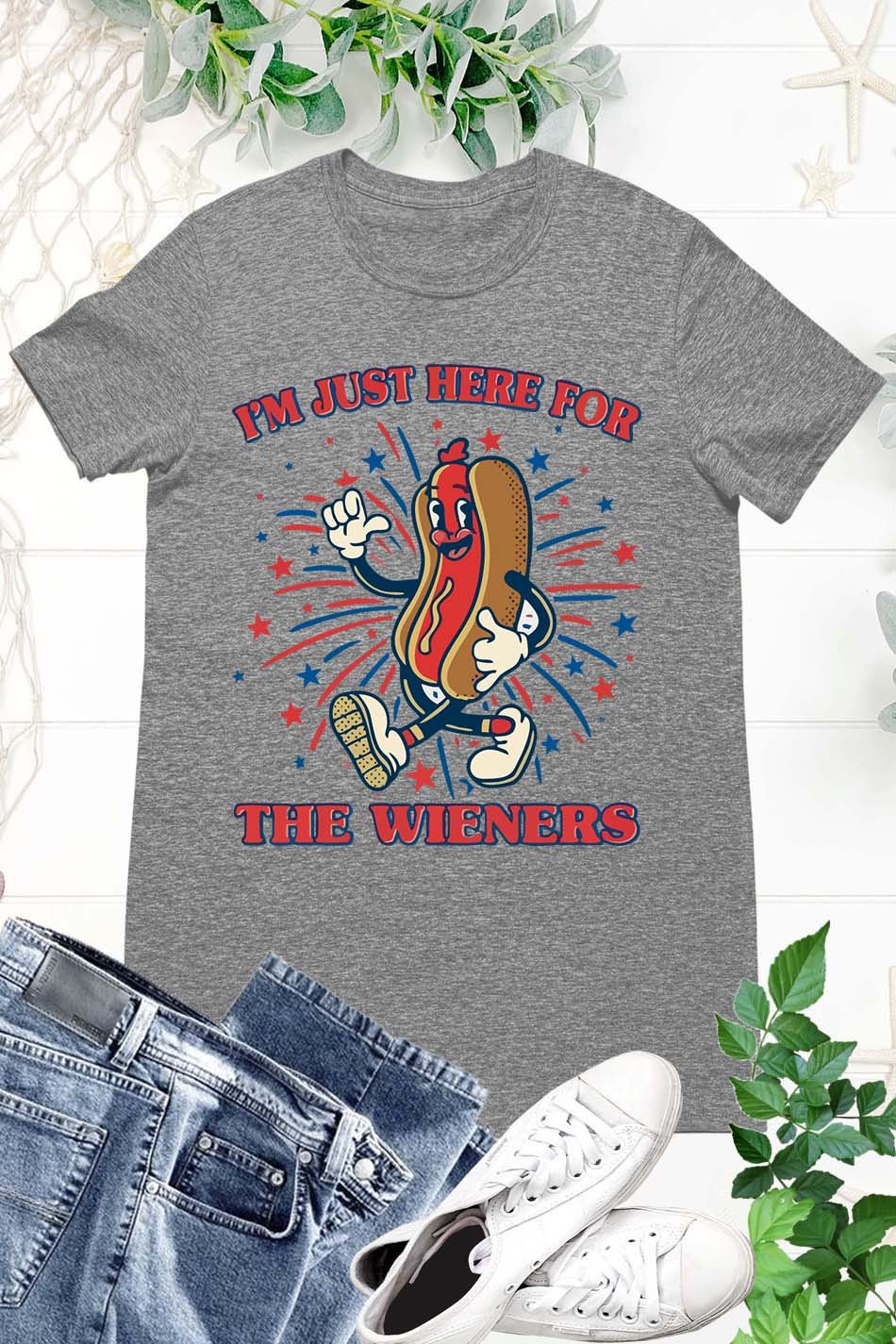 Funny 4th Of July Im Just Here For The Wieners Shirt