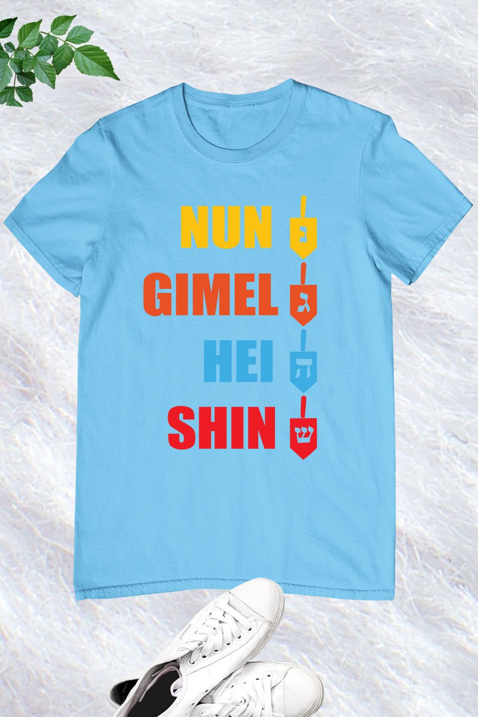 Hanukkah Dreidel Hebrew Nun Gimel Hei Shin Jewish Menorah Shirt - Image 6