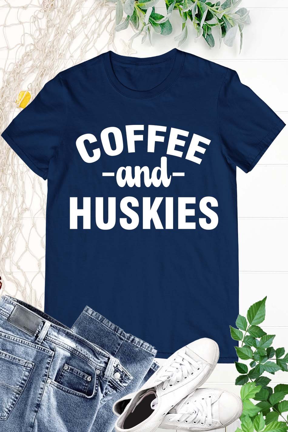 Coffee And Huskies Dog Lover T Shirts