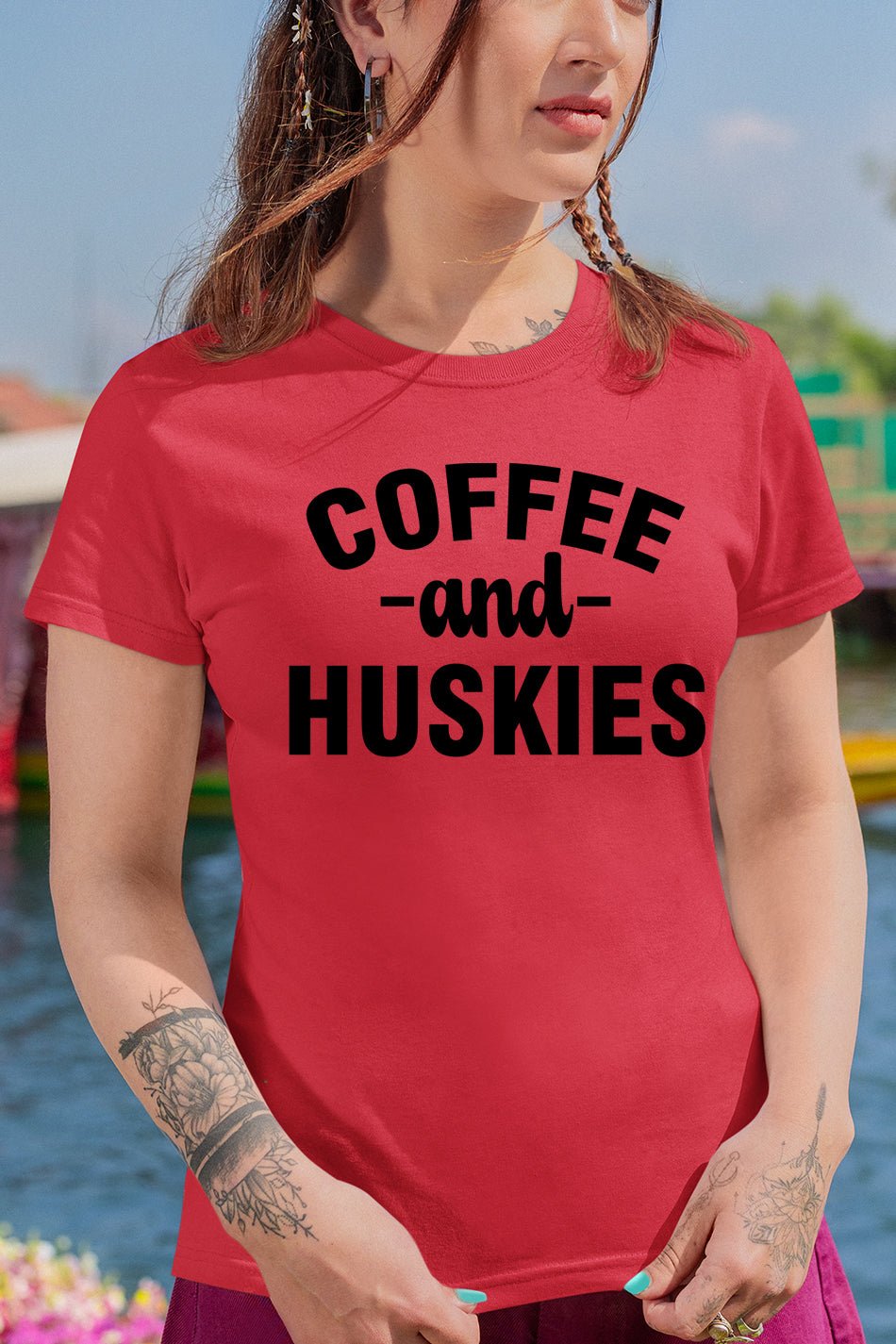 Coffee And Huskies Dog Lover T Shirts - Image 2