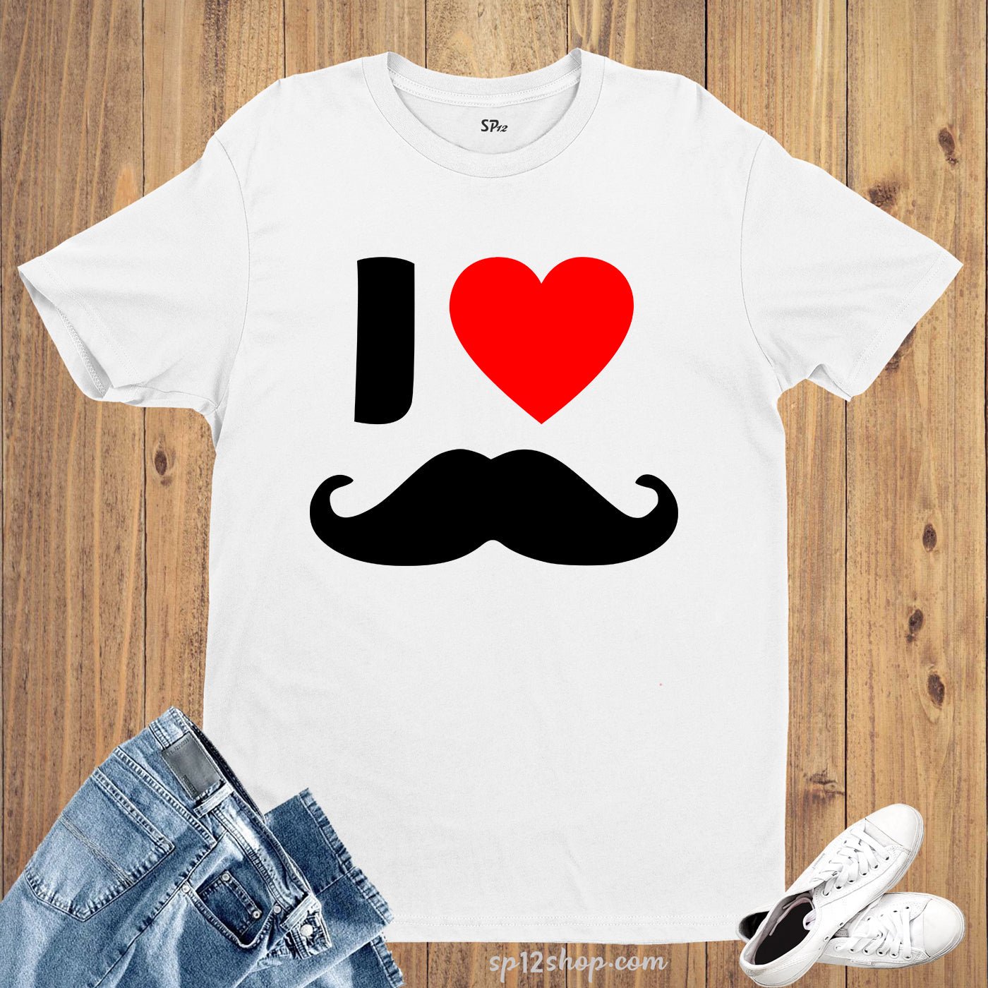 I Love Moustache T Shirt