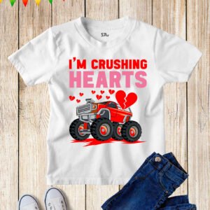 I'm Crushing Hearts Monster Truck Toddler Boys Valentines Day T-Shirt