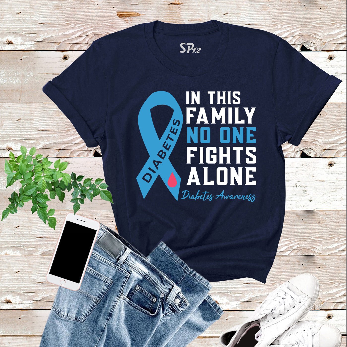 In this Family No One Fight Alone Diabetes Awareness T Shirt - Image 8