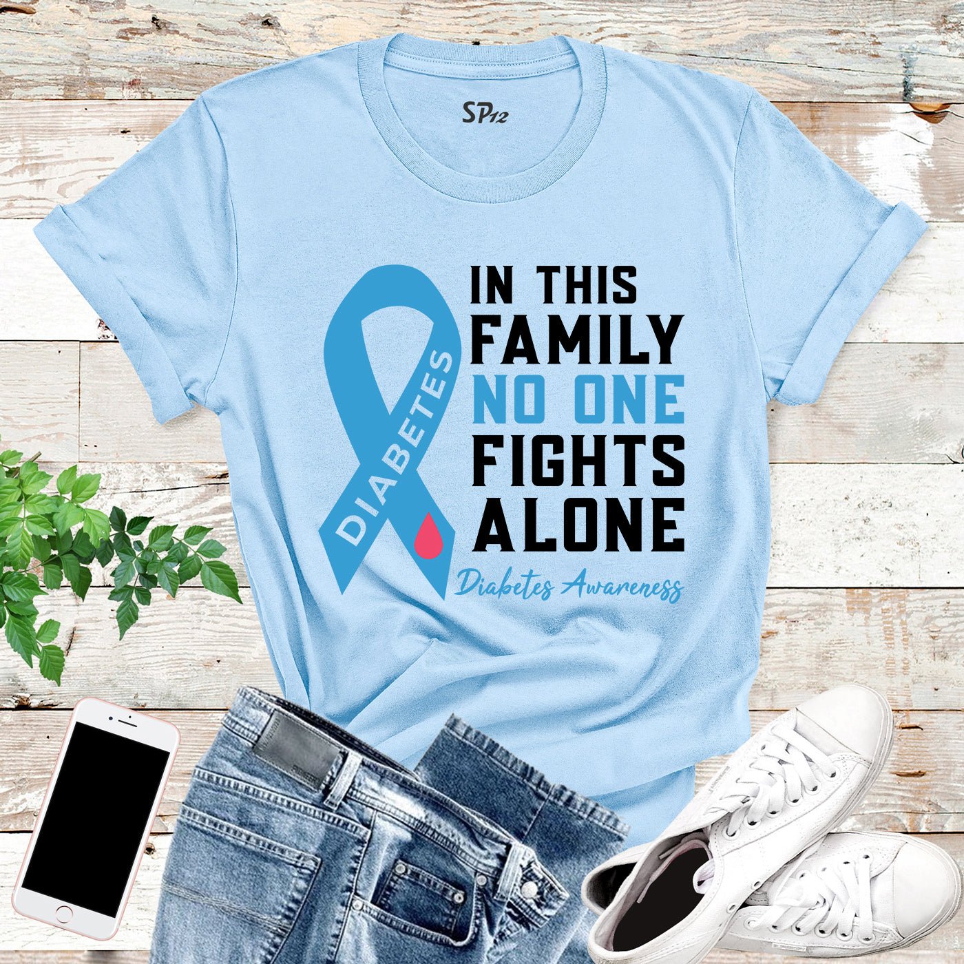 In this Family No One Fight Alone Diabetes Awareness T Shirt